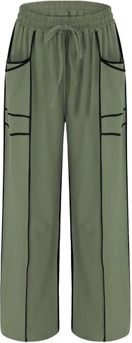 Barrel Pants Women High Waisted Drawstring Sweatpants Baggy Fall Lounge Pants Wide Leg Striped Trousers with Pockets in Saudi Arabia