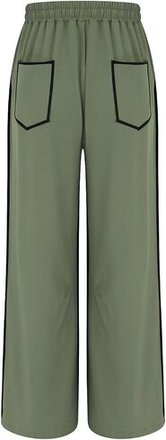 Barrel Pants Women High Waisted Drawstring Sweatpants Baggy Fall Lounge Pants Wide Leg Striped Trousers with Pockets in Saudi Arabia