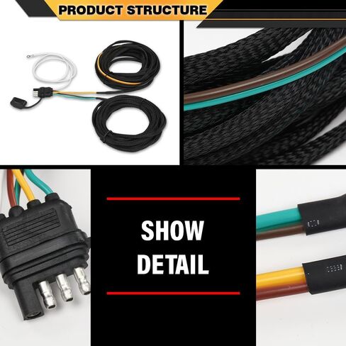 Trailer Tail Light Wiring Harness Kit 25 FT 4 Pin 5 Wire Wishbone Fit Various Trailers, Marine Boat Trailer, Atv Trailer or Other Cargo Utility Trailer Hitches, Not Fit Motorcycle Trailer Wiring in Saudi Arabia