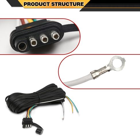 Trailer Tail Light Wiring Harness Kit 25 FT 4 Pin 5 Wire Wishbone Fit Various Trailers, Marine Boat Trailer, Atv Trailer or Other Cargo Utility Trailer Hitches, Not Fit Motorcycle Trailer Wiring in Saudi Arabia