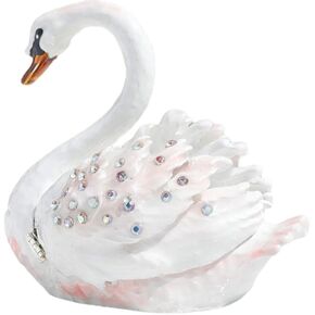 Pretyzoom Swan Decor Decor Mewelry Rooting Holder - White Alloy Trinket Organizer للحلقات والأقراط والإكسسوارات الصغيرة - زخرفة DIY ذات سطح المكتب الأنيق للمنزل والزفاف وصندوق الهدايا in Kuwait