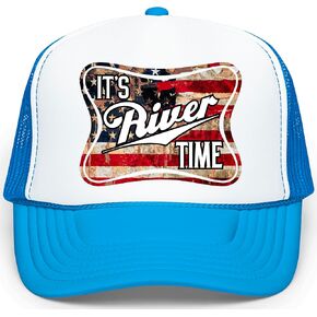 It's River Time American Flag Women and Men's Foam Front Classic 5 Panel Mesh Snap Back Trucker Hat in Saudi Arabia