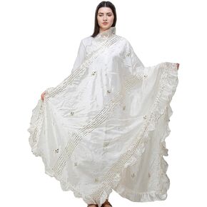 Dupatta from Amritsar with Gota Patches and Frill Border - Art Silk in Kuwait