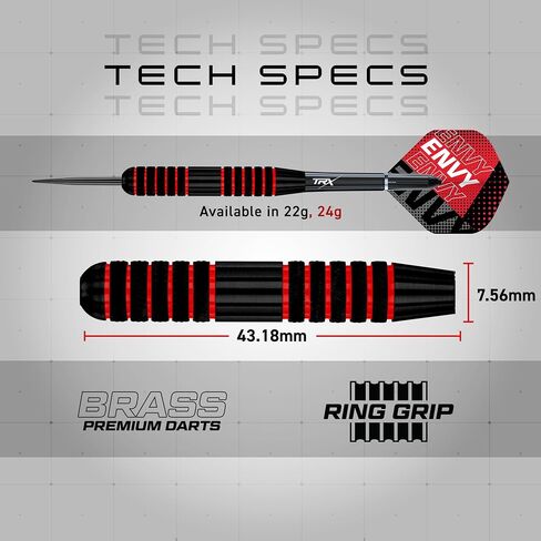 RED DRAGON Envy Professional Soft Tip Brass Black and Red Darts Set with Flights, Shafts (Stems) and Wallet - 18g (20.00, Grams) in Saudi Arabia