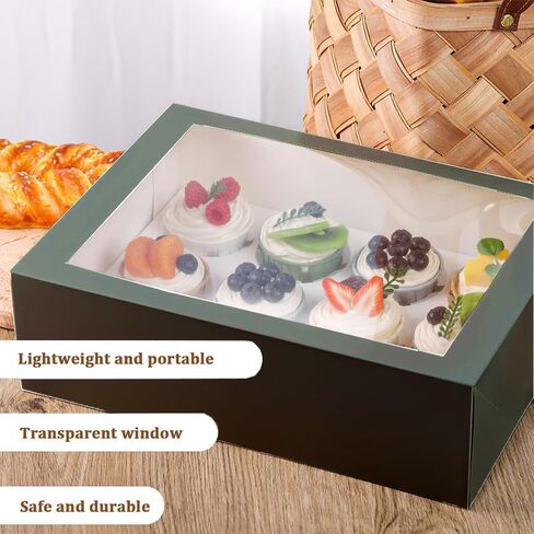 10~20 Pcs/1 Set 12.79 * 10 * 3.54inch Cupcake Boxes,Cupcake Containers with Window and Inserts,Disposable Cupcake Holder, Bakery Pastry Carrier Boxes (10PCS Brown B), 12LDGH in Saudi Arabia