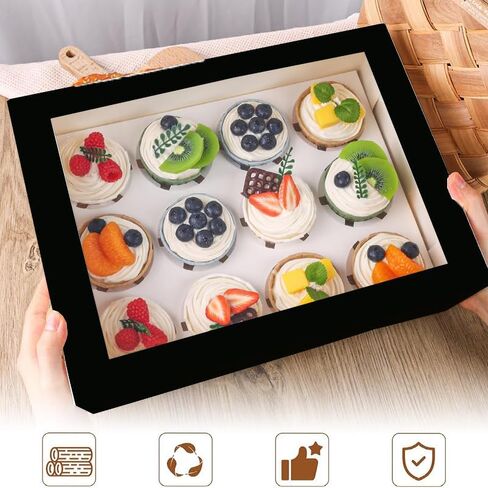 10~20 Pcs/1 Set 12.79 * 10 * 3.54inch Cupcake Boxes,Cupcake Containers with Window and Inserts,Disposable Cupcake Holder, Bakery Pastry Carrier Boxes (10PCS Brown B), 12LDGH in Saudi Arabia