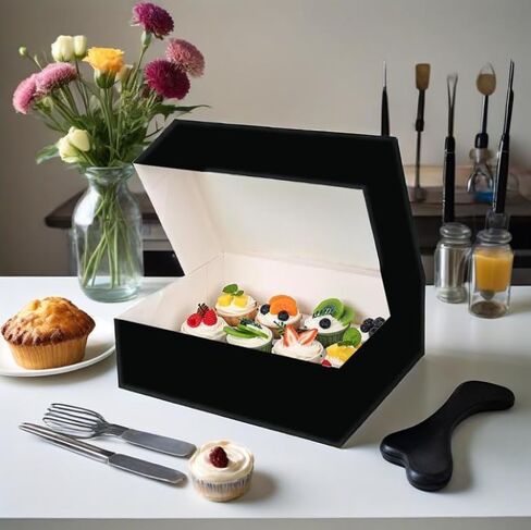 10~20 Pcs/1 Set 12.79 * 10 * 3.54inch Cupcake Boxes,Cupcake Containers with Window and Inserts,Disposable Cupcake Holder, Bakery Pastry Carrier Boxes (10PCS Brown B), 12LDGH in Saudi Arabia