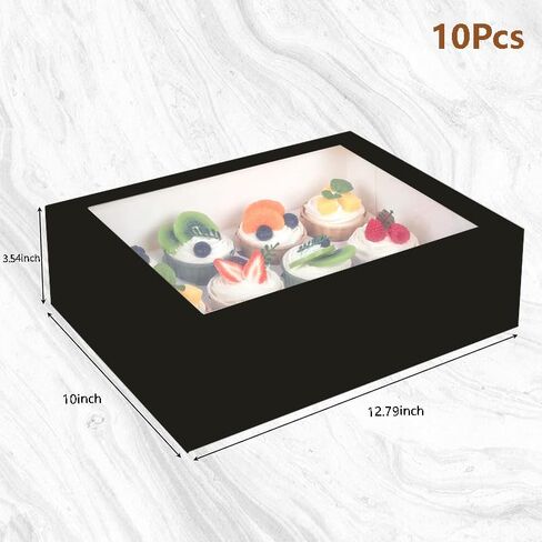 10~20 Pcs/1 Set 12.79 * 10 * 3.54inch Cupcake Boxes,Cupcake Containers with Window and Inserts,Disposable Cupcake Holder, Bakery Pastry Carrier Boxes (10PCS Brown B), 12LDGH in Saudi Arabia