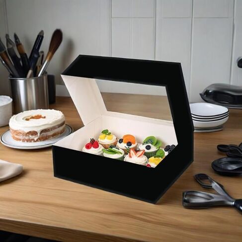 10~20 Pcs/1 Set 12.79 * 10 * 3.54inch Cupcake Boxes,Cupcake Containers with Window and Inserts,Disposable Cupcake Holder, Bakery Pastry Carrier Boxes (10PCS Brown B), 12LDGH in Saudi Arabia
