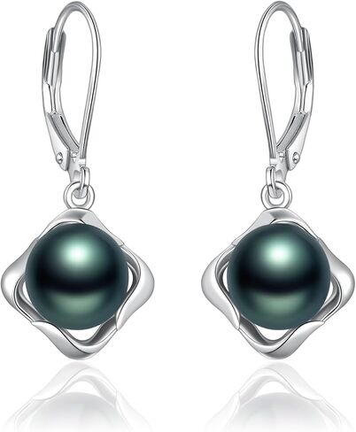 Tahitian Black Pearl arring AAAAA GRAGE TAHITIAN Black Pearl 925 Sterling Silver Jewelry Gift for زوجة أمي صديقة هدية لعيد عيد الميلاد عيد الحب in Kuwait