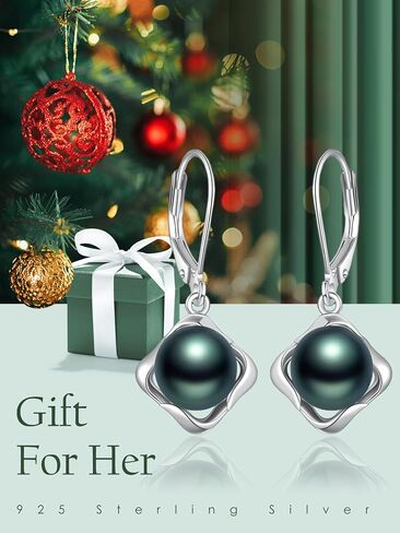 Tahitian Black Pearl arring AAAAA GRAGE TAHITIAN Black Pearl 925 Sterling Silver Jewelry Gift for زوجة أمي صديقة هدية لعيد عيد الميلاد عيد الحب in Kuwait