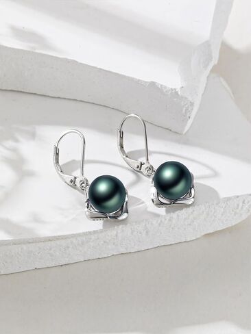 Tahitian Black Pearl arring AAAAA GRAGE TAHITIAN Black Pearl 925 Sterling Silver Jewelry Gift for زوجة أمي صديقة هدية لعيد عيد الميلاد عيد الحب in Kuwait