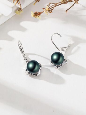Tahitian Black Pearl arring AAAAA GRAGE TAHITIAN Black Pearl 925 Sterling Silver Jewelry Gift for زوجة أمي صديقة هدية لعيد عيد الميلاد عيد الحب in Kuwait