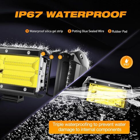 LED LID LIGHT BAR 2PCS 5INCH 72W PODS الصفراء الصفراء LED ، KINGOPT 18000LM شعاع السطوع العالي مع 16AWG الأسلاك تسخير KIT-2 LEAD LADIN in Saudi Arabia