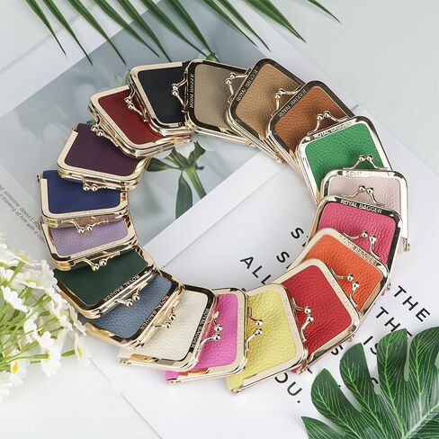 Royal Bagger Genuine Cow Leather Ultra-Slim Mini Jewelry Box, Ring & Necklace Storage, Slim Coin Purse with Kiss Lock for Women 3120 (Deep Purple 1) in Kuwait