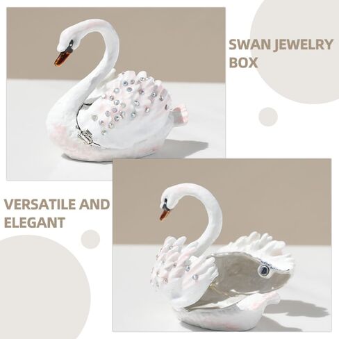 Pretyzoom Swan Decor Decor Mewelry Rooting Holder - White Alloy Trinket Organizer للحلقات والأقراط والإكسسوارات الصغيرة - زخرفة DIY ذات سطح المكتب الأنيق للمنزل والزفاف وصندوق الهدايا in Kuwait