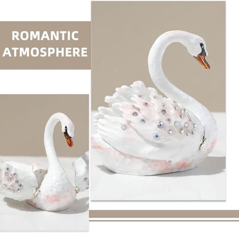 Pretyzoom Swan Decor Decor Mewelry Rooting Holder - White Alloy Trinket Organizer للحلقات والأقراط والإكسسوارات الصغيرة - زخرفة DIY ذات سطح المكتب الأنيق للمنزل والزفاف وصندوق الهدايا in Kuwait