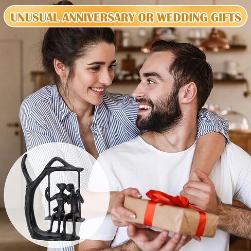 Anniversary Wedding Gifts for Couple/Her,Romantic Handcrafted Swing Couple Figurine, Cast Iron Ornament for Marriage Gift, Suitable Birthday Gift for Wife and Husband. in Kuwait