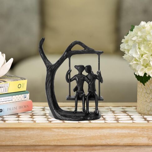 Anniversary Wedding Gifts for Couple/Her,Romantic Handcrafted Swing Couple Figurine, Cast Iron Ornament for Marriage Gift, Suitable Birthday Gift for Wife and Husband. in Kuwait