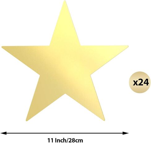 Outus 24 Pieces 11 Inch Large Gold Stars Cutouts Gold Stars Decoration Double Printed Paper Stars for Wedding Bulletin Board Decoration Classroom Wall Party Decoration Graduation Party Decoration in Saudi Arabia