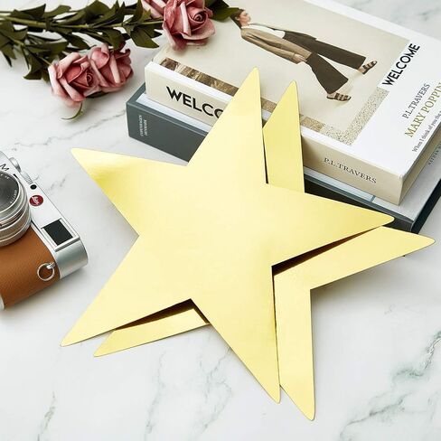 Outus 24 Pieces 11 Inch Large Gold Stars Cutouts Gold Stars Decoration Double Printed Paper Stars for Wedding Bulletin Board Decoration Classroom Wall Party Decoration Graduation Party Decoration in Saudi Arabia