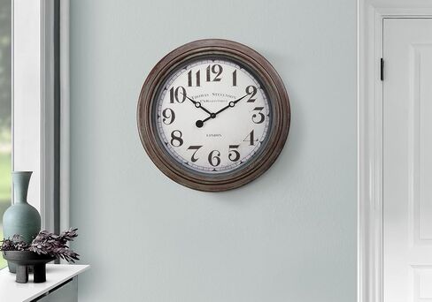 Monarch Specialties I 9049 Clocks, 20" Round, Wall Clock, Antique Brown, Transitional in Saudi Arabia