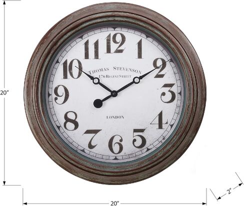 Monarch Specialties I 9049 Clocks, 20" Round, Wall Clock, Antique Brown, Transitional in Saudi Arabia