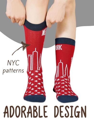 InnoBeta City Skyline Gifts, Gifts on Birthday and Christmas, One Size Crew Socks - New York in Saudi Arabia