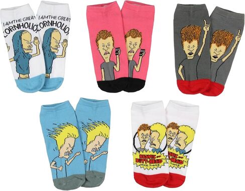 Bioworld MTV Beavis and Butthead Adult The Great Cornholio Mix & Match Ankle Low Cut Socks for Men & Women 5 Pair Pack in Saudi Arabia