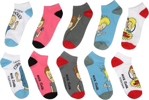 Bioworld MTV Beavis and Butthead Adult The Great Cornholio Mix & Match Ankle Low Cut Socks for Men & Women 5 Pair Pack in Saudi Arabia