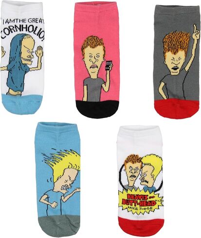 Bioworld MTV Beavis and Butthead Adult The Great Cornholio Mix & Match Ankle Low Cut Socks for Men & Women 5 Pair Pack in Saudi Arabia