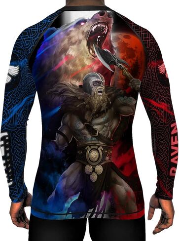 Raven Fightwear Men's Nordic Bear Warrior Berserker 2.0 BJJ Rash Guard Long Sleeve MMA Black Edition in Saudi Arabia