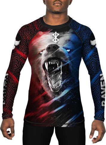 Raven Fightwear Men's Nordic Bear Warrior Berserker 2.0 BJJ Rash Guard Long Sleeve MMA Black Edition in Saudi Arabia