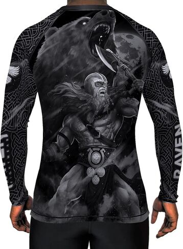 Raven Fightwear Men's Nordic Bear Warrior Berserker 2.0 BJJ Rash Guard Long Sleeve MMA Black Edition in Saudi Arabia