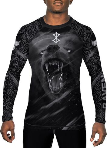 Raven Fightwear Men's Nordic Bear Warrior Berserker 2.0 BJJ Rash Guard Long Sleeve MMA Black Edition in Saudi Arabia