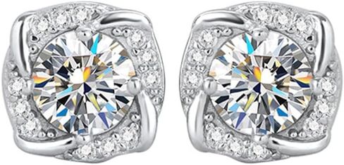 14K Gold 0.5ct D-color Round Cut Brilliant Camellia Diamond Stud Earrings for Women, Great for Gifting on Special Occasions like Engagement (White Gold) in Saudi Arabia