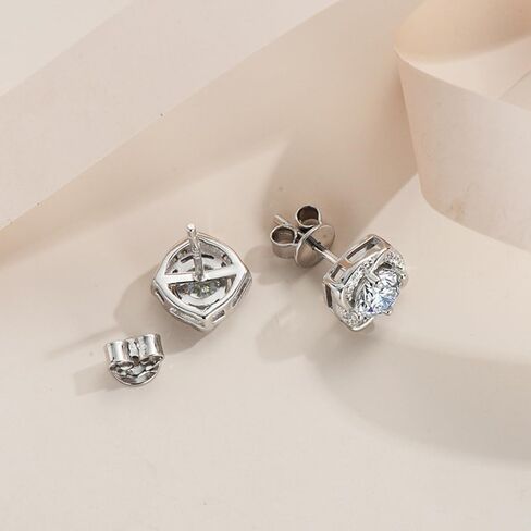 14K Gold 0.5ct D-color Round Cut Brilliant Camellia Diamond Stud Earrings for Women, Great for Gifting on Special Occasions like Engagement (White Gold) in Saudi Arabia