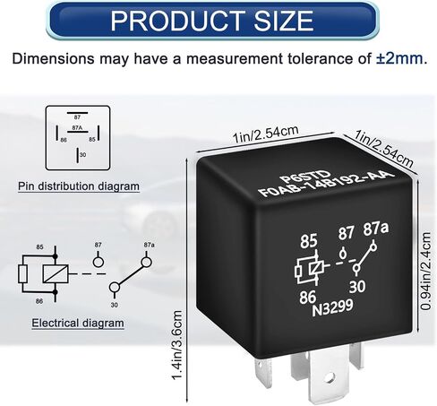 2PCS P6SDT FOAB-14B192-AA RELAY 12V 40A 5PIN RELAY متوافق مع معظم نماذج فورد الكهربائية ، F0AB-14B192-AA in Saudi Arabia