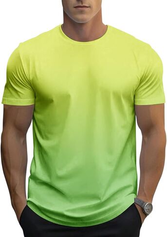 12 Pack Men's Gradient Color T-Shirt, Short Sleeve Crewneck, Summer Short Sleeved Round Neck Gradient T-Shirt in Saudi Arabia