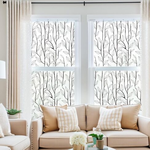 Dktie UV6 Ultra-Fine Frosted Glass Window Film Nature Nature Glass Window Film for Bathroom Static Cling Renter Friendly (U344-Talavera ، 17.7 "× 78.7") in Kuwait