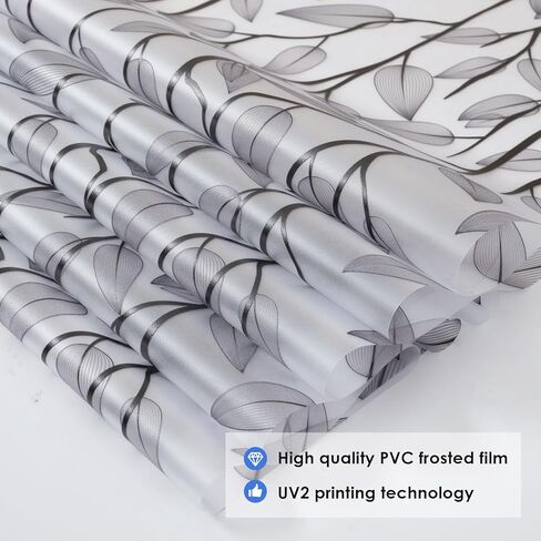 Dktie UV6 Ultra-Fine Frosted Glass Window Film Nature Nature Glass Window Film for Bathroom Static Cling Renter Friendly (U344-Talavera ، 17.7 "× 78.7") in Kuwait