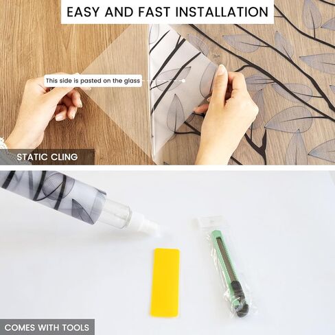 Dktie UV6 Ultra-Fine Frosted Glass Window Film Nature Nature Glass Window Film for Bathroom Static Cling Renter Friendly (U344-Talavera ، 17.7 "× 78.7") in Kuwait