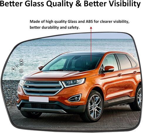 استبدال المرآة الجانبية للركاب لـ Ford Edge 2015 2016 2017 2018 2019 2020 2021 - زجاج مرآة جانبي يمين ، مرايا المنظر الخلفي مع الطاقة المدفوعة والعمى. in Saudi Arabia