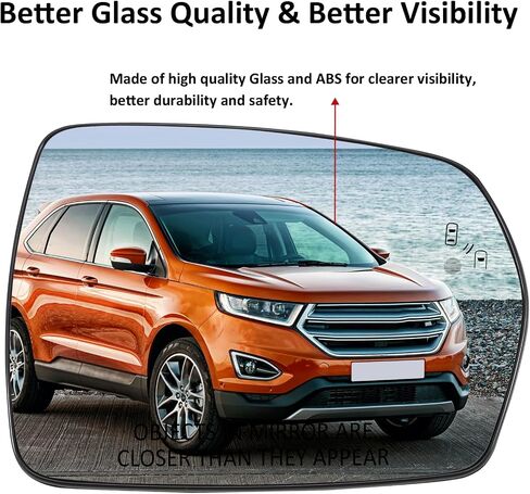 استبدال المرآة الجانبية للركاب لـ Ford Edge 2015 2016 2017 2018 2019 2020 2021 - زجاج مرآة جانبي يمين ، مرايا المنظر الخلفي مع الطاقة المدفوعة والعمى. in Kuwait