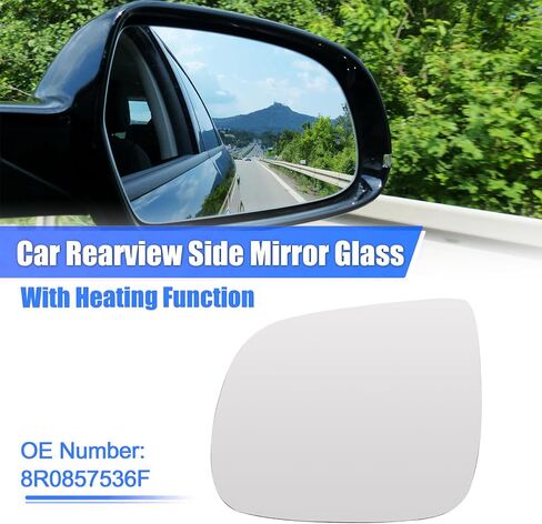 TOP-VIGOR 1-Pack Passenger Side Heated Mirror Glass Compatible with 2009-2017 AUDI Q5, 2010-2015 AUDI Q7, 2014-2017 AUDI SQ5, Right Heated Mirror with Backing Plate, Replace 8R0857536F in Saudi Arabia