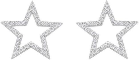 Dainty Big CZ Star S925 Sterling Silver Stud Earrings for Women Hypoallergenic Cute Sparkly Crystal Hollow Stars Geometric Statement Studs Fashion Festival Christmas Birthday Jewelry for Her Bff Daughter Thanksgiving in Saudi Arabia