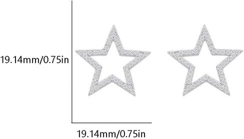 Dainty Big CZ Star S925 Sterling Silver Stud Earrings for Women Hypoallergenic Cute Sparkly Crystal Hollow Stars Geometric Statement Studs Fashion Festival Christmas Birthday Jewelry for Her Bff Daughter Thanksgiving in Saudi Arabia