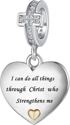 Religious Cross Christian Bible Verse Heart Charm Bead For European Bracelet Women Present in Saudi Arabia