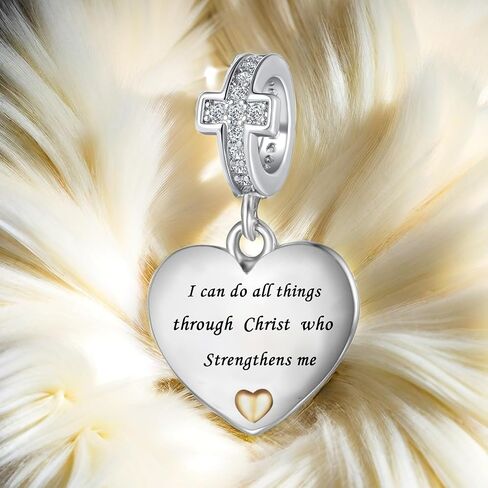 Religious Cross Christian Bible Verse Heart Charm Bead For European Bracelet Women Present in Saudi Arabia