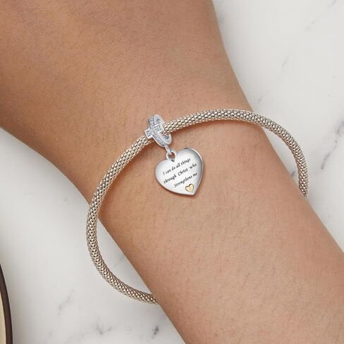 Religious Cross Christian Bible Verse Heart Charm Bead For European Bracelet Women Present in Saudi Arabia